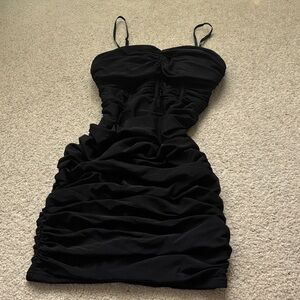 Black Ruched Mini Dress